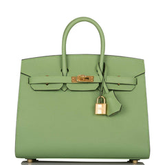 Hermes Birkin Sellier 25 Vert Criquet Epsom Gold Hardware