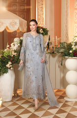 Boorban Chiffons | Powder Blue Embroidered Chiffon 3-Piece