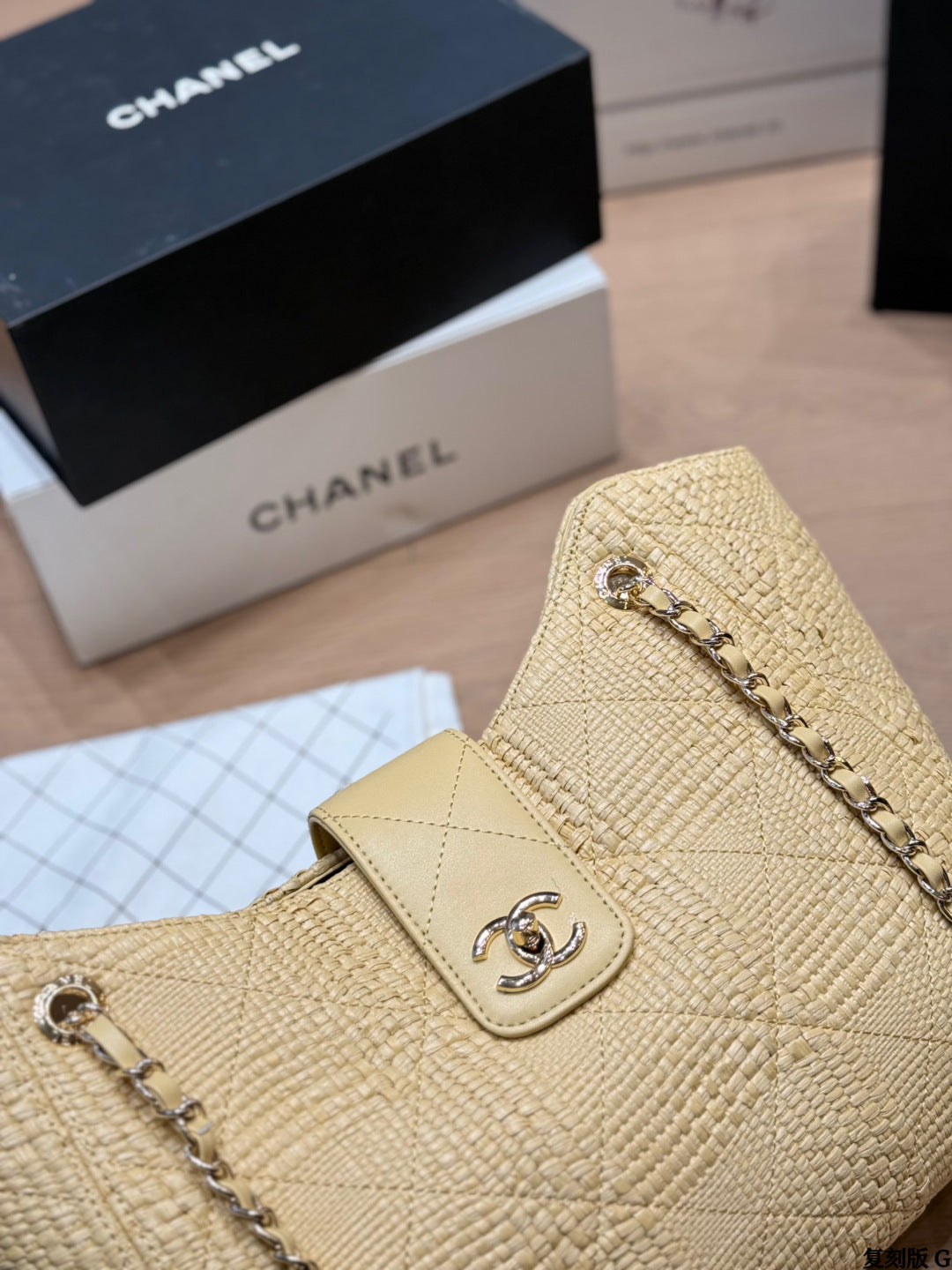 CHANEL woven mini sachet