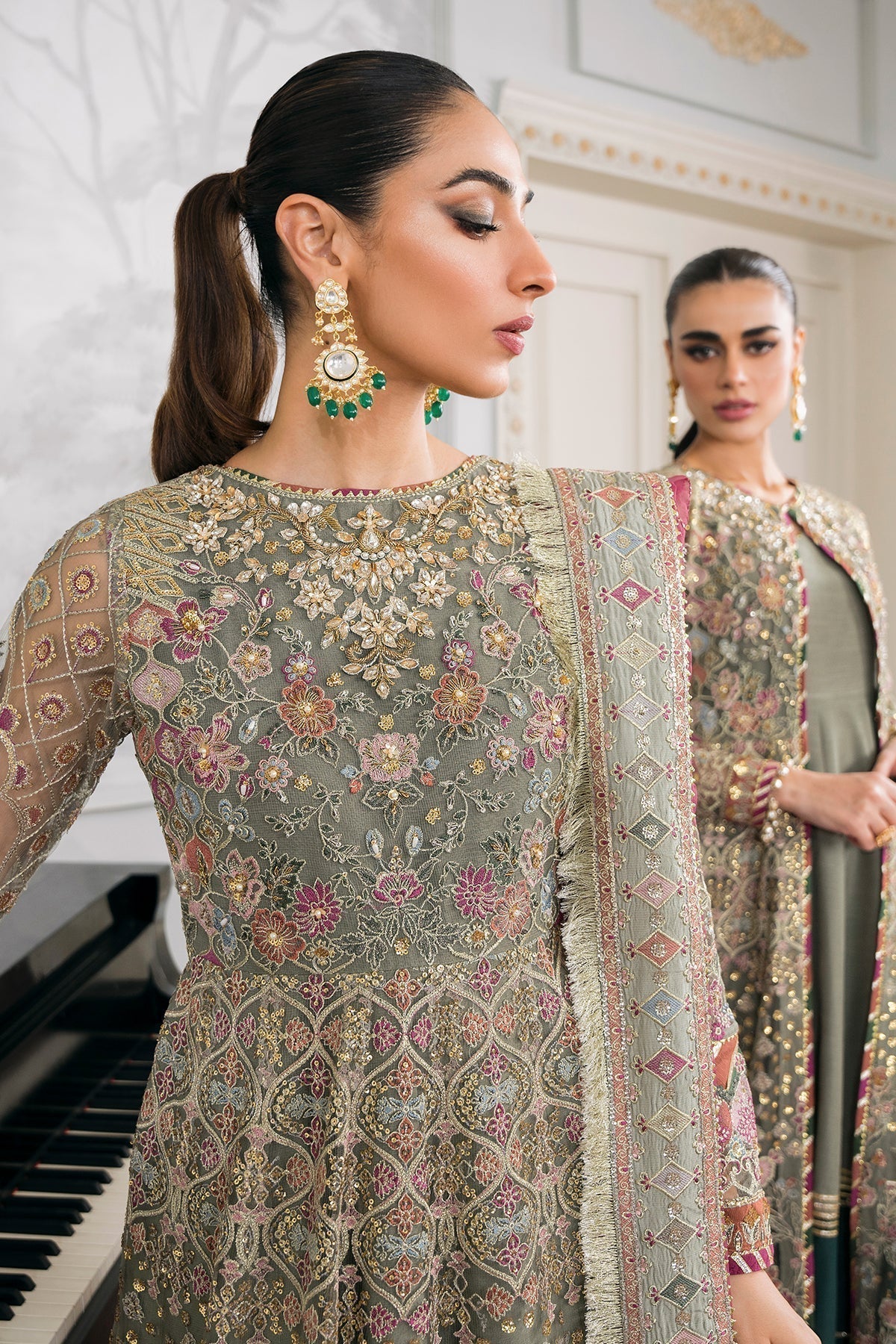 EMBROIDERED NET CH12-02 UNSTITCHED