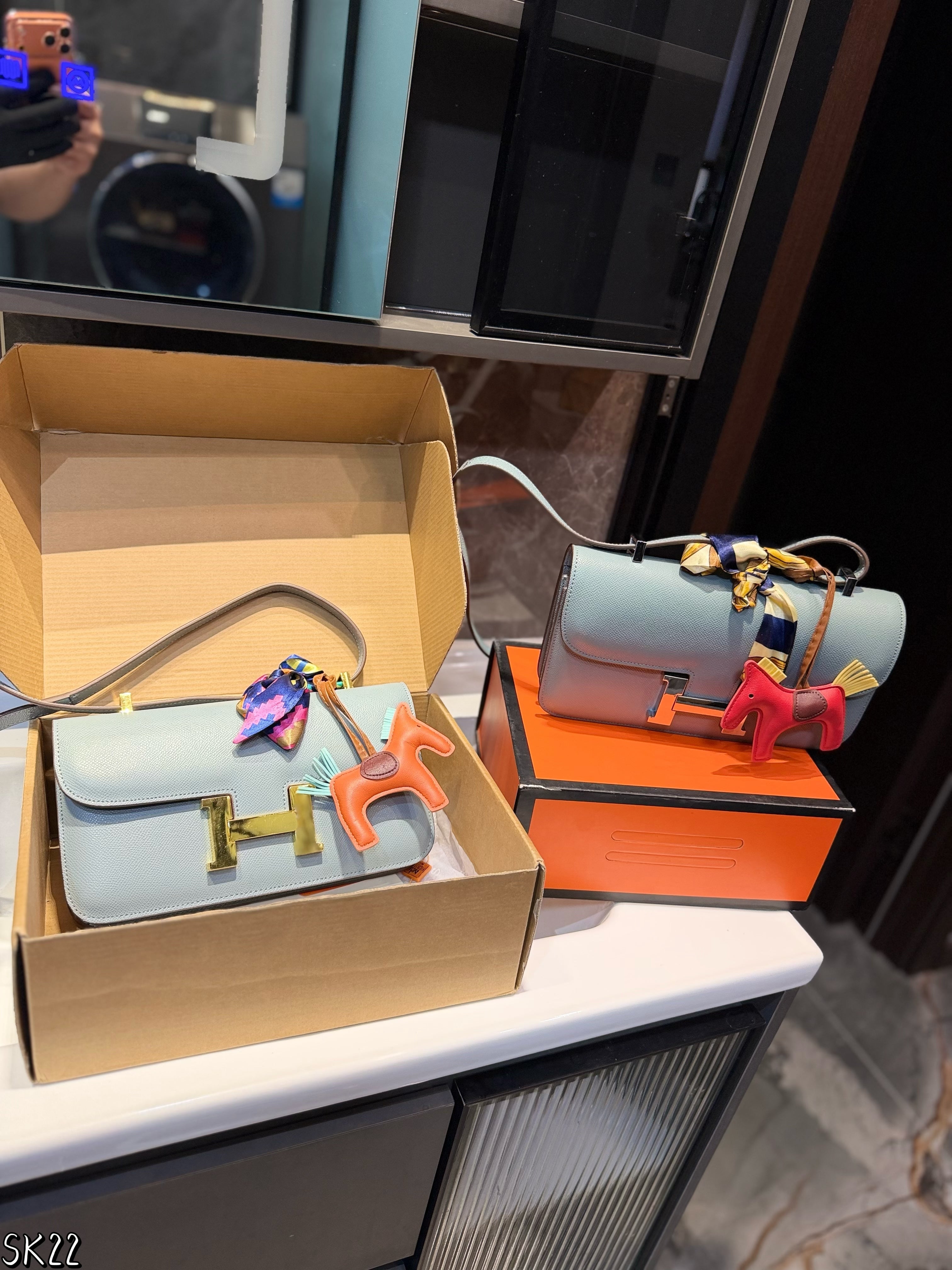 Hermes leather stewardess bag
