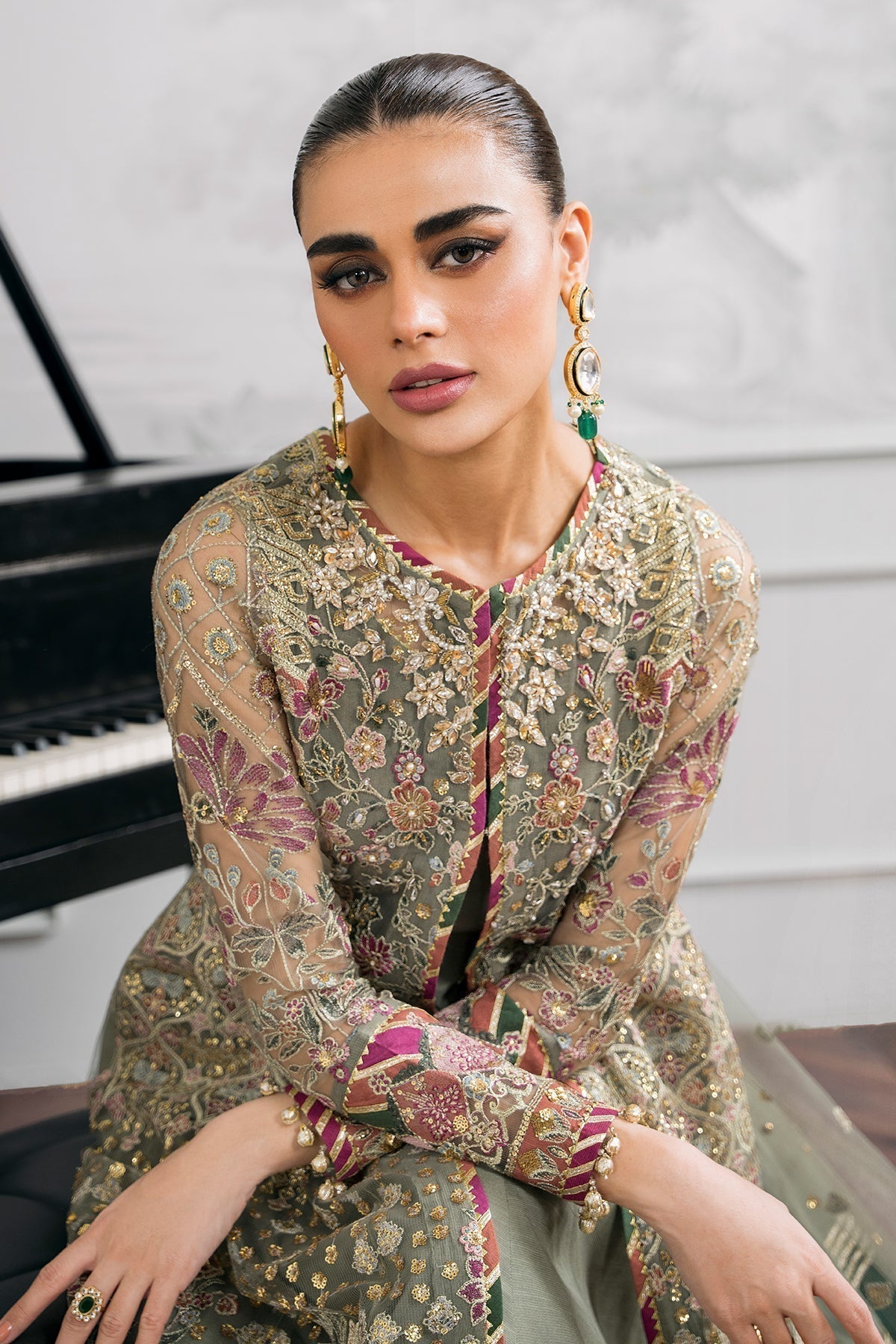 EMBROIDERED NET CH12-02 UNSTITCHED