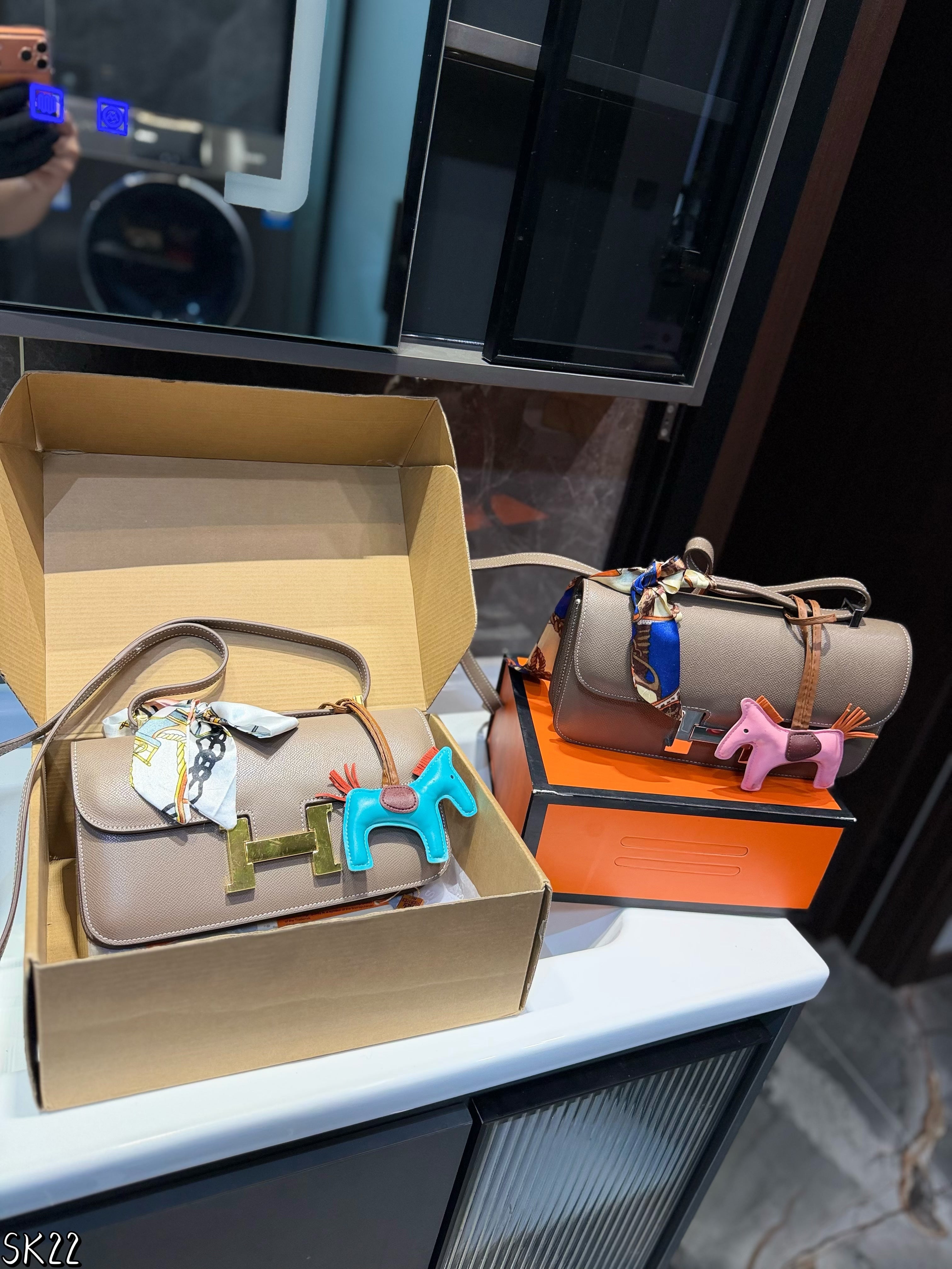 Hermes leather stewardess bag