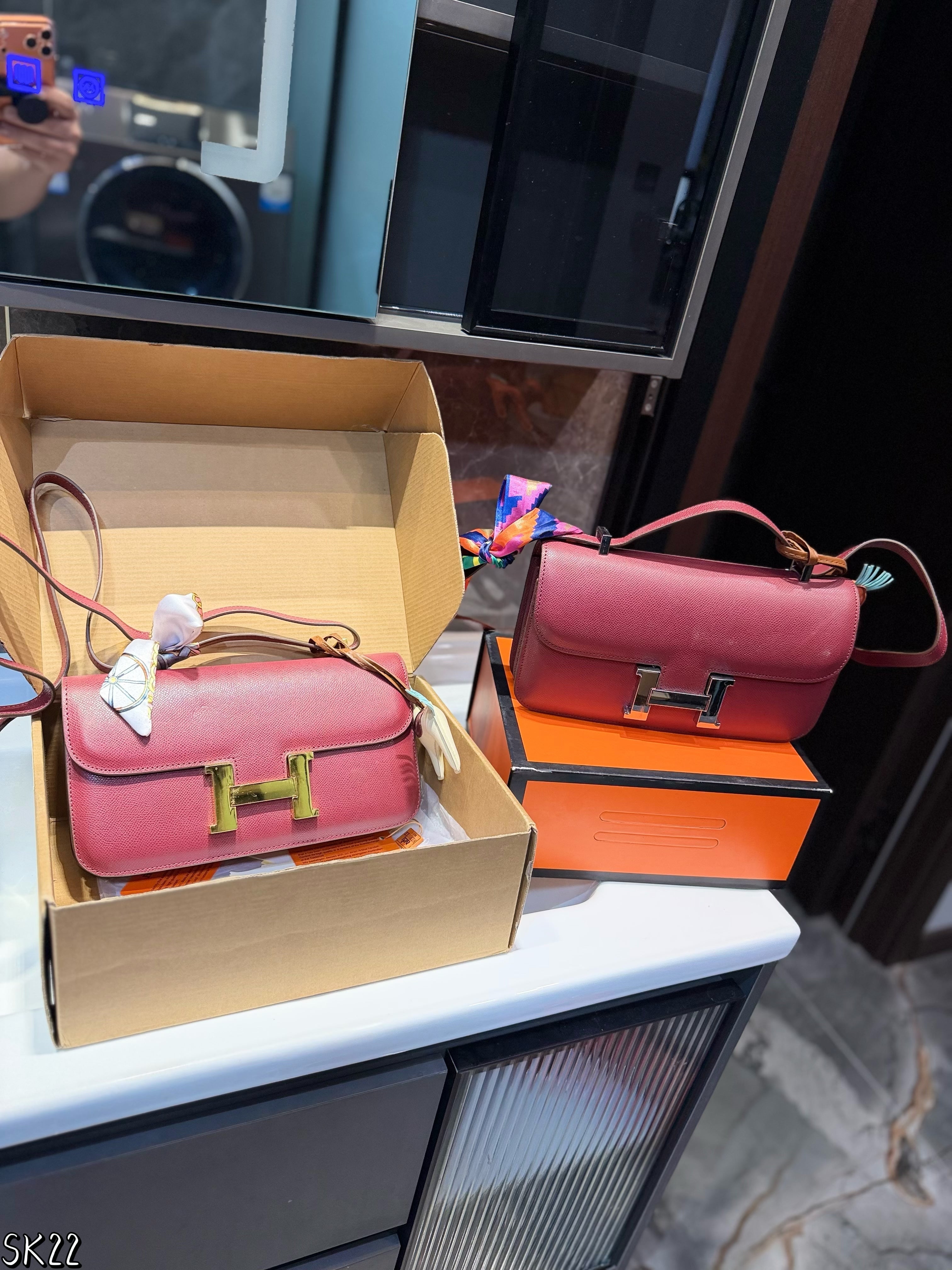 Hermes leather stewardess bag