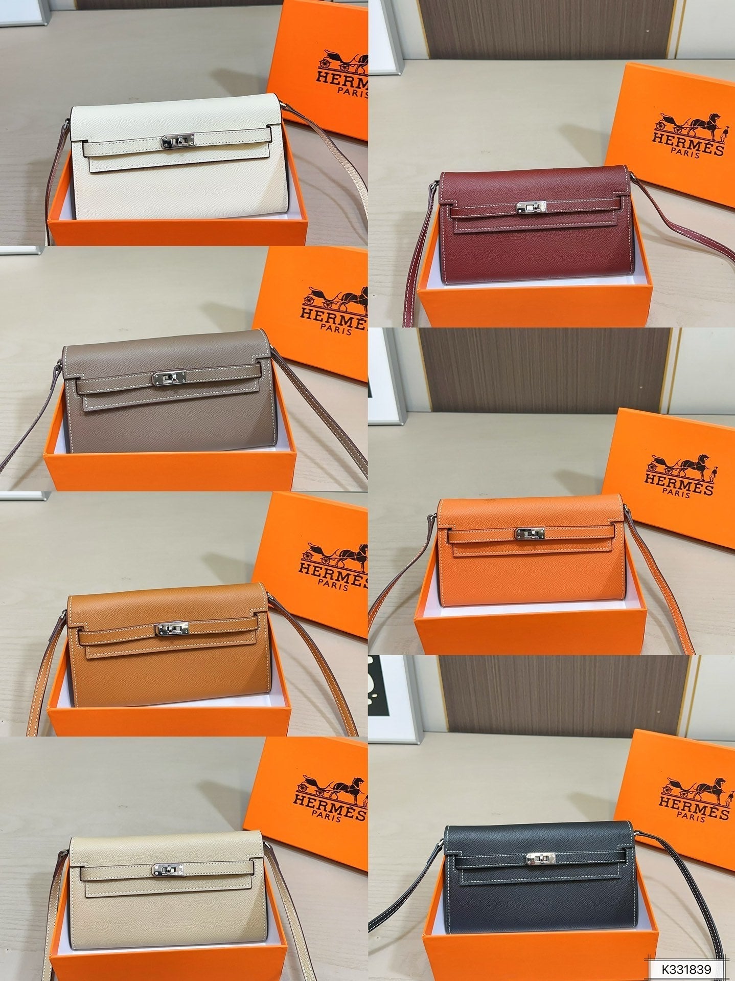 Leather Hermès Kelly handbag with box
