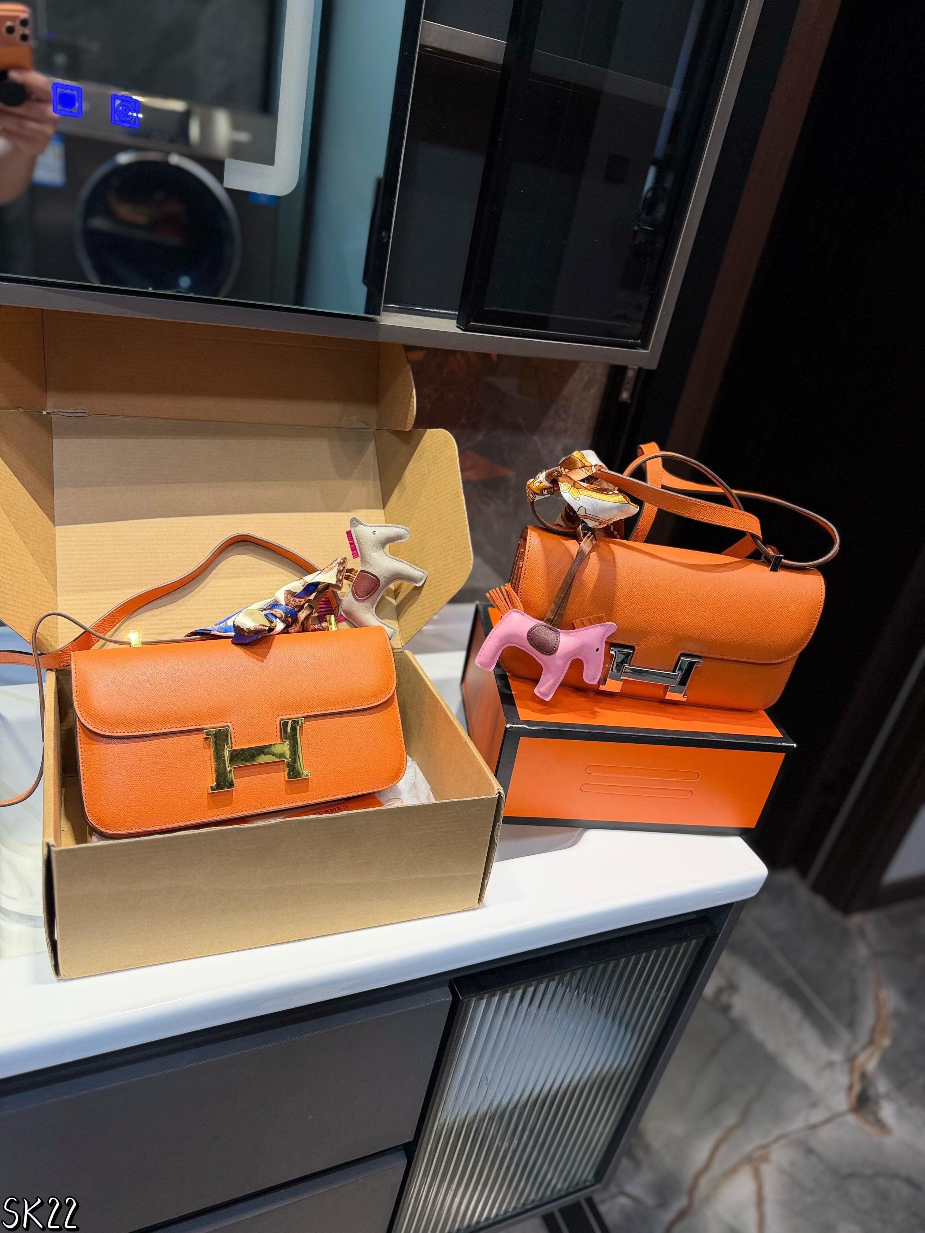 Hermes leather stewardess bag