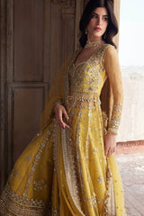 Golden Yellow Embellished Mehndi Maxi