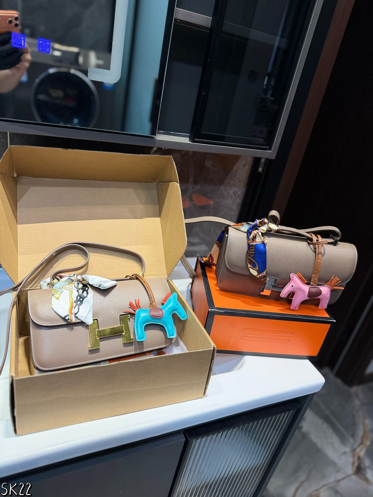 Hermes leather stewardess bag