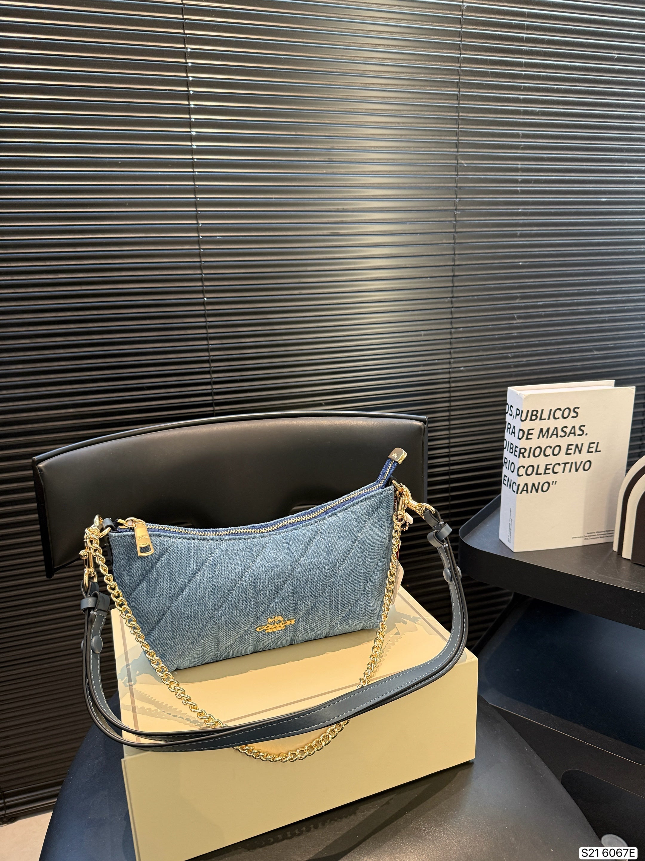 Coach blue chain crossbody bag with folding box