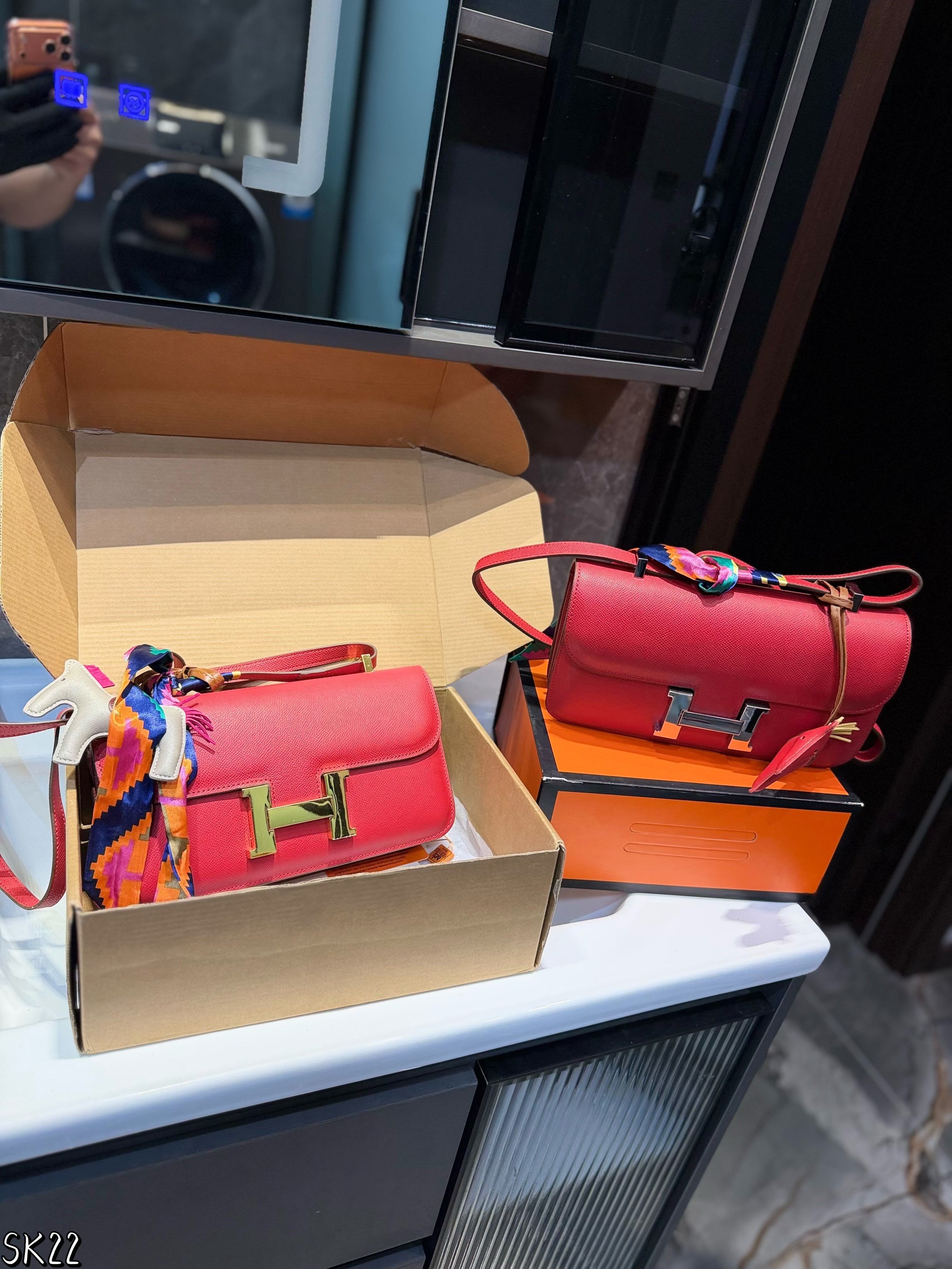 Hermes leather stewardess bag