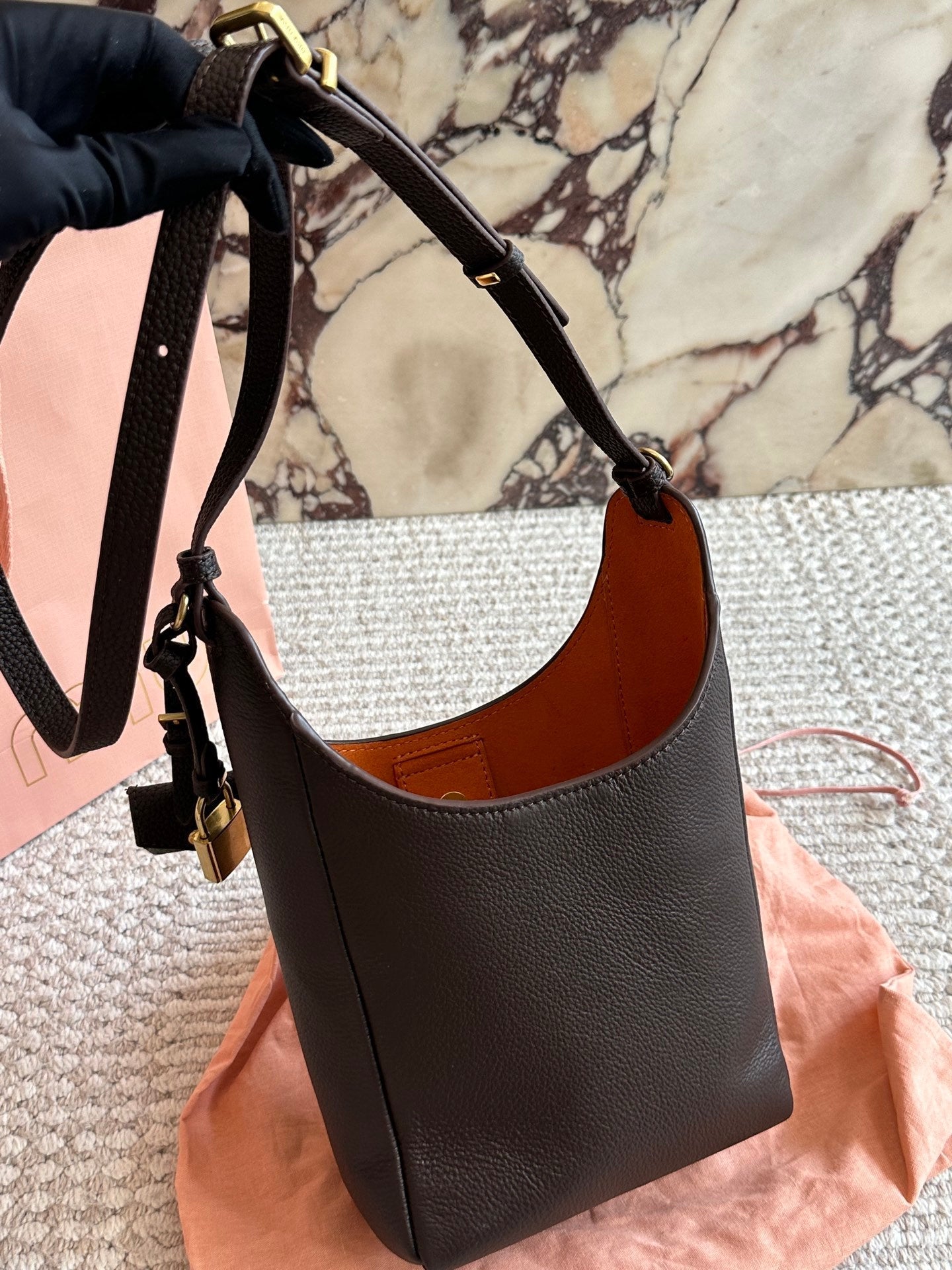Miu Miu brown leather crossbody bag