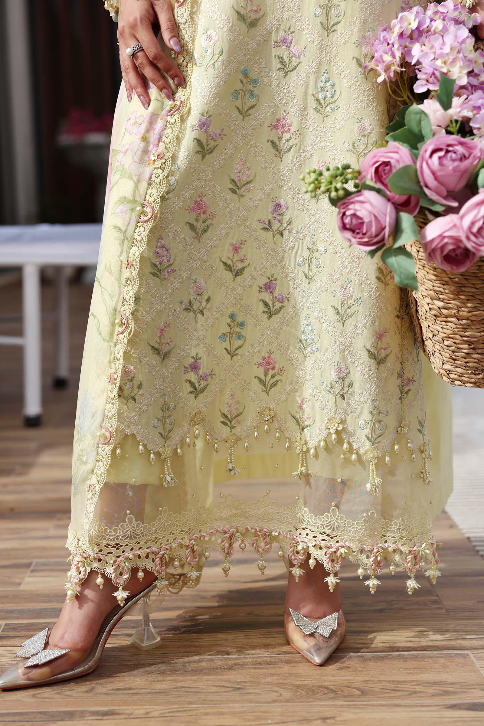 3 Piece Unstitched Embroidered Lawn Suit