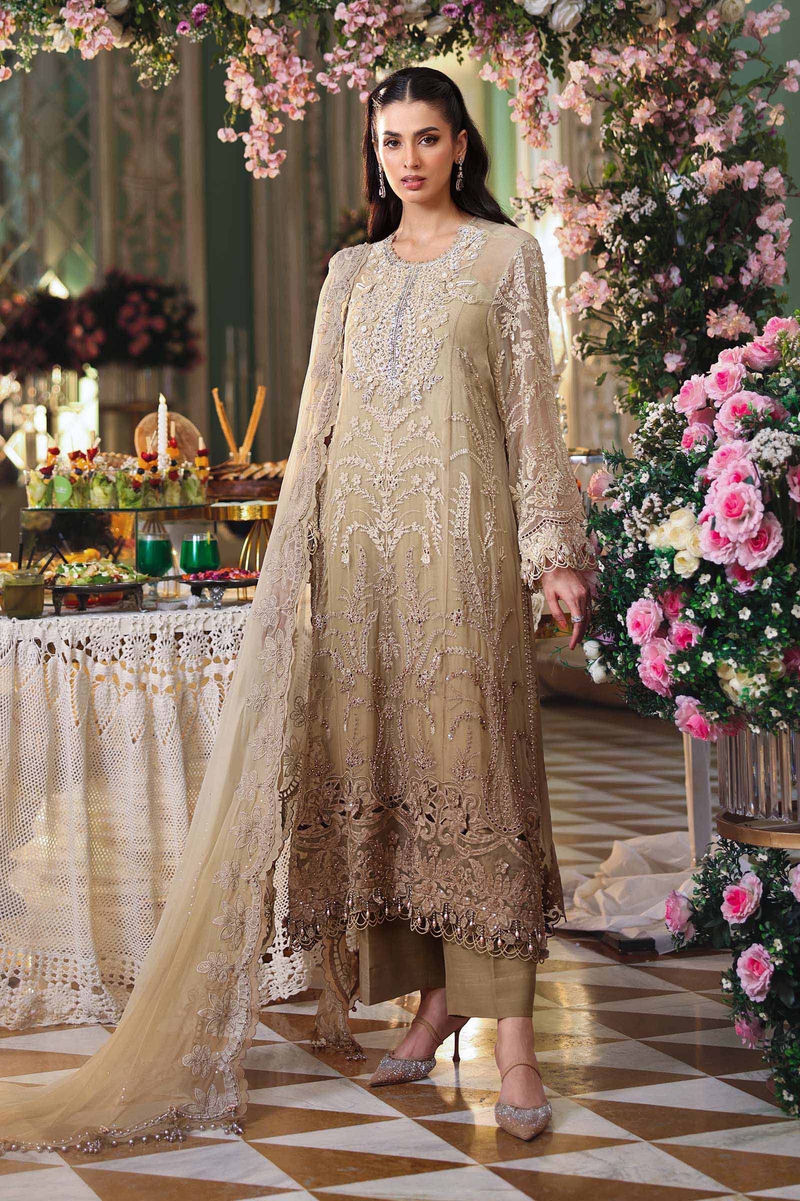 3 Piece Unstitched Embroidered Chiffon Suit