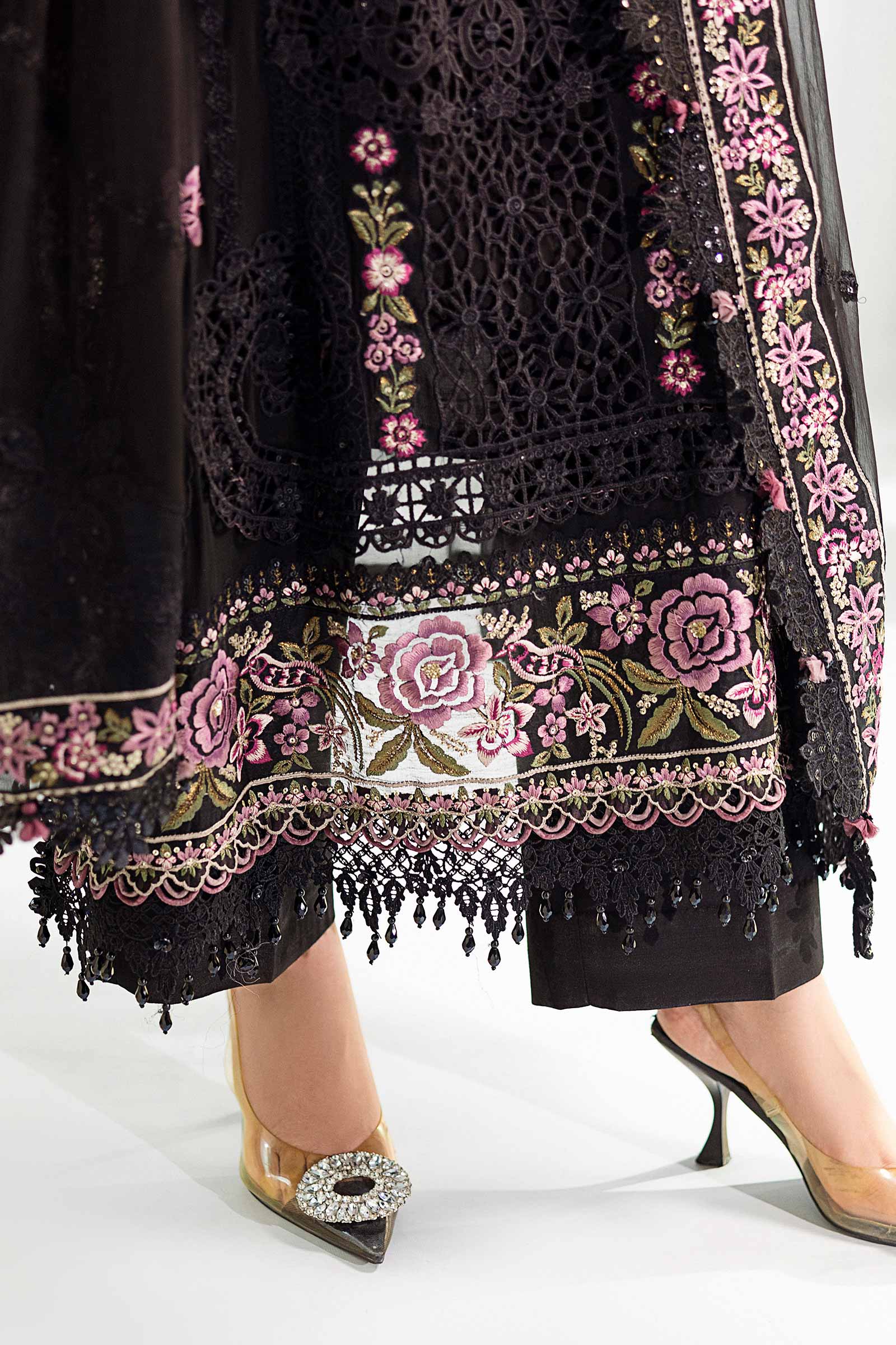 3 Piece Unstitched Embroidered Chiffon Suit | MPC-25-104