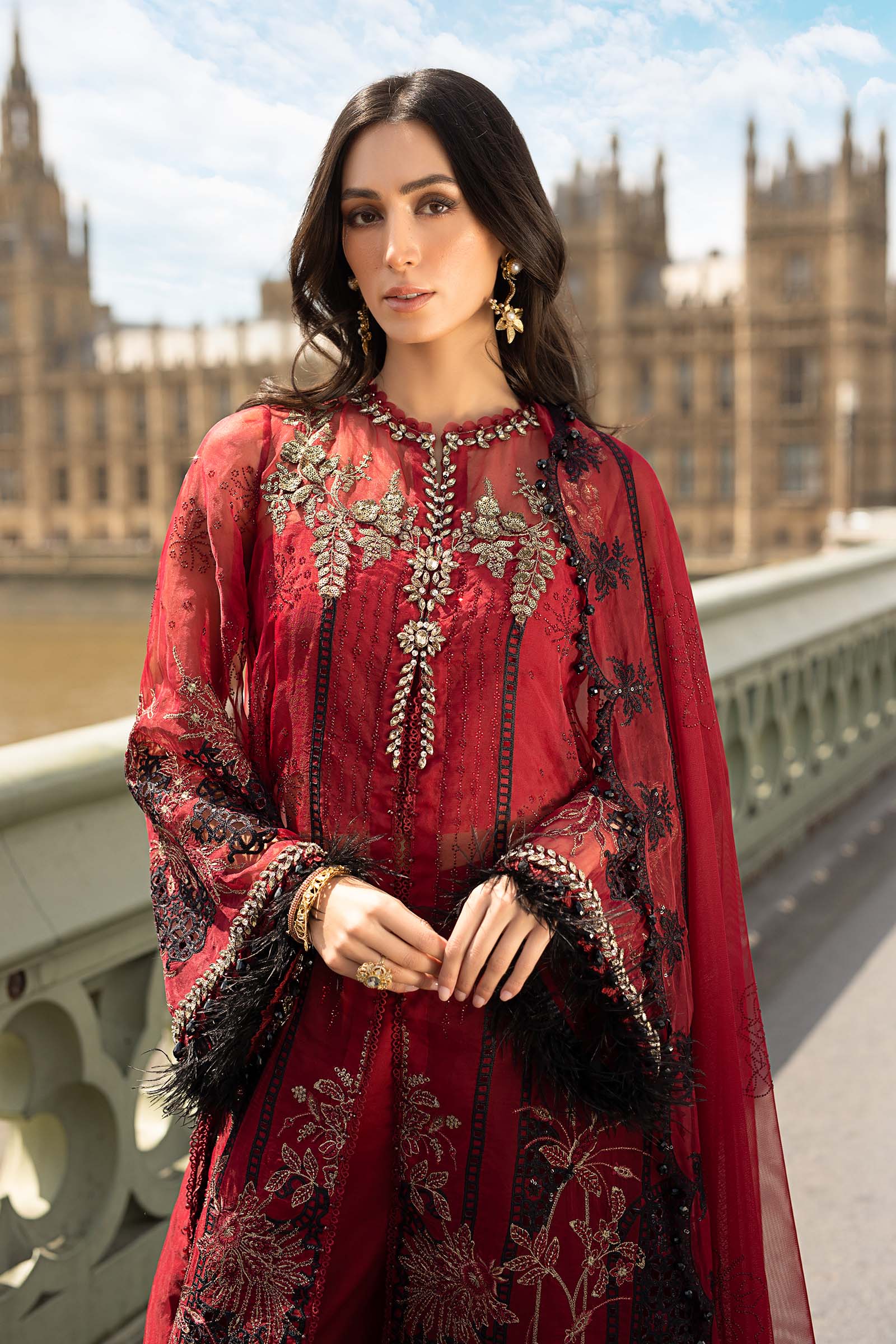 Boorban Soirée – Volume-01 D6 | Red Embellished Formal 3-Piece