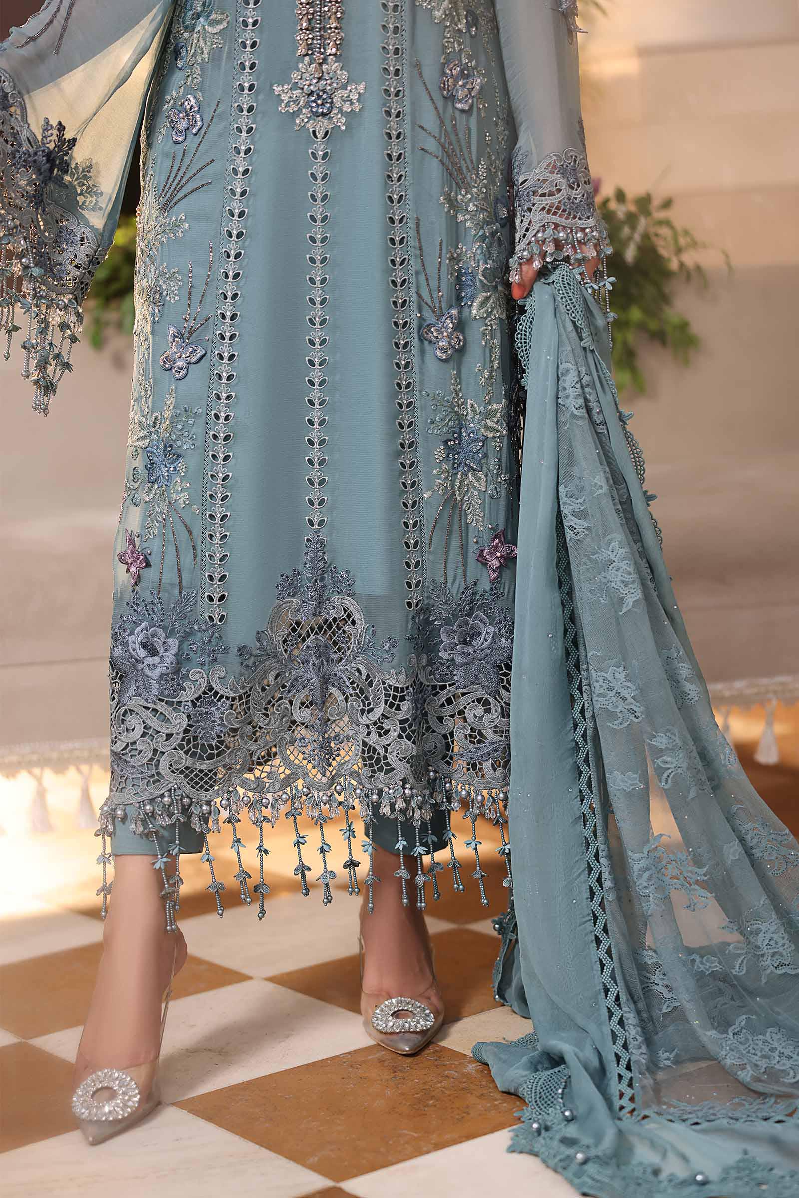 3 Piece Unstitched Embroidered Chiffon Suit