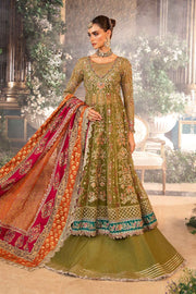 Maria B - 3 Piece Unstitched Embroidered Organza Suit - BD-2906-Olive Green