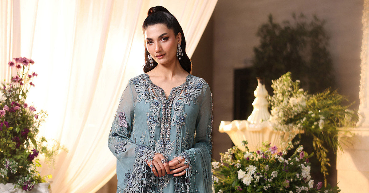 3 Piece Unstitched Embroidered Chiffon Suit