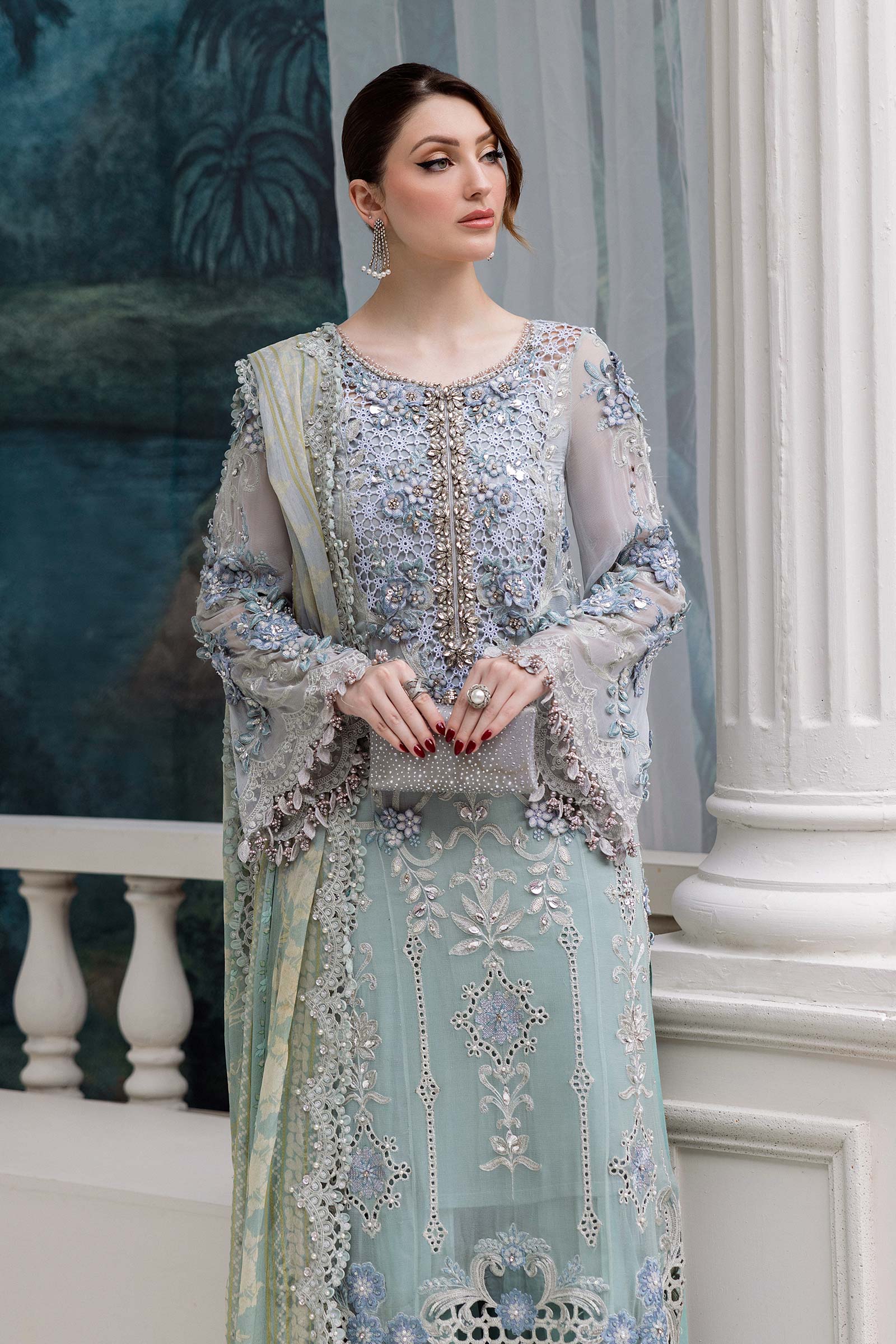 3 Piece Unstitched Embroidered Chiffon Suit | MPC-25-108