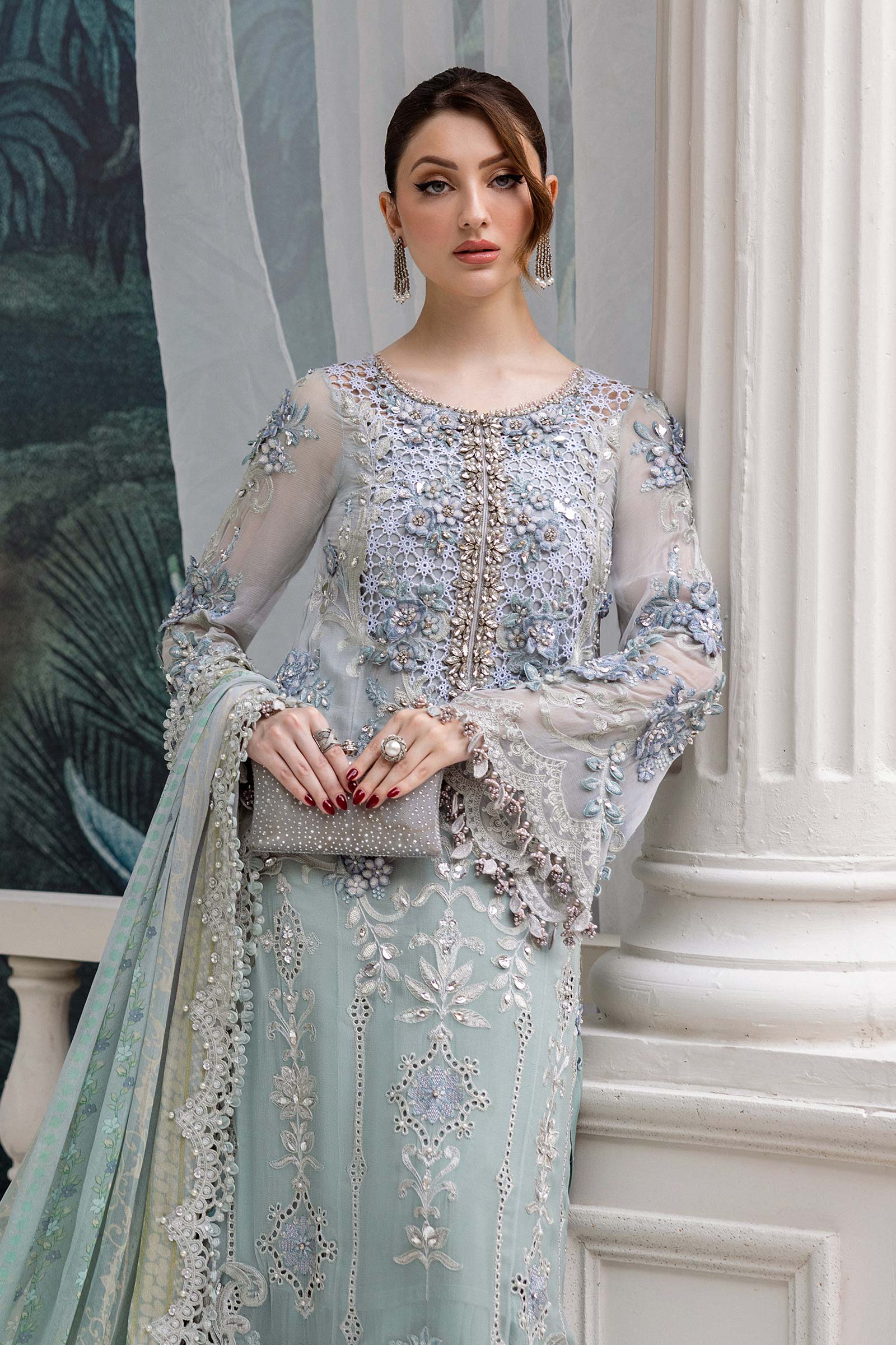 3 Piece Unstitched Embroidered Chiffon Suit | MPC-25-108