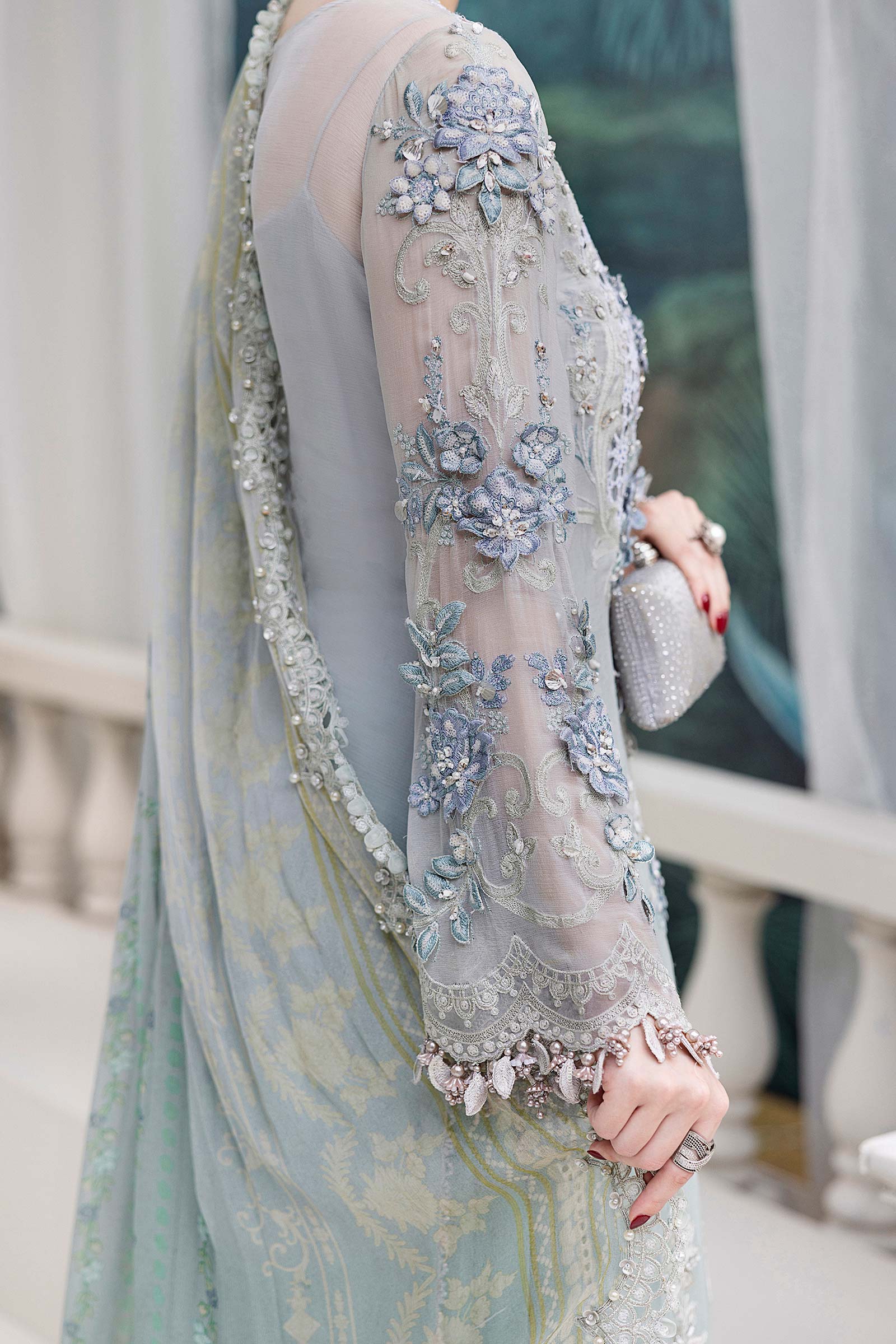 3 Piece Unstitched Embroidered Chiffon Suit | MPC-25-108