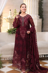 3 Piece Unstitched Embroidered Chiffon Suit
