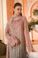 Boorban | Pink-Grey Embroidered Chiffon 3-Piece