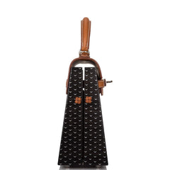 Hermes Fauve Barenia and Natural Wood "Kelly Wood" 22cm Palladium Hardware