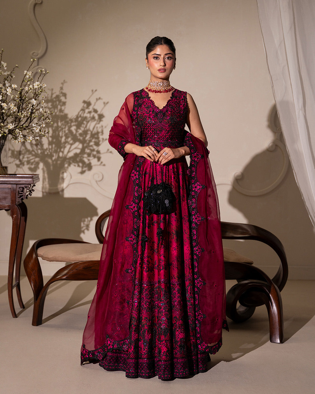Rua by Faiza Saqlain Embroidered Shamose Silk Unstitched 3Pc Suit - HAVIN