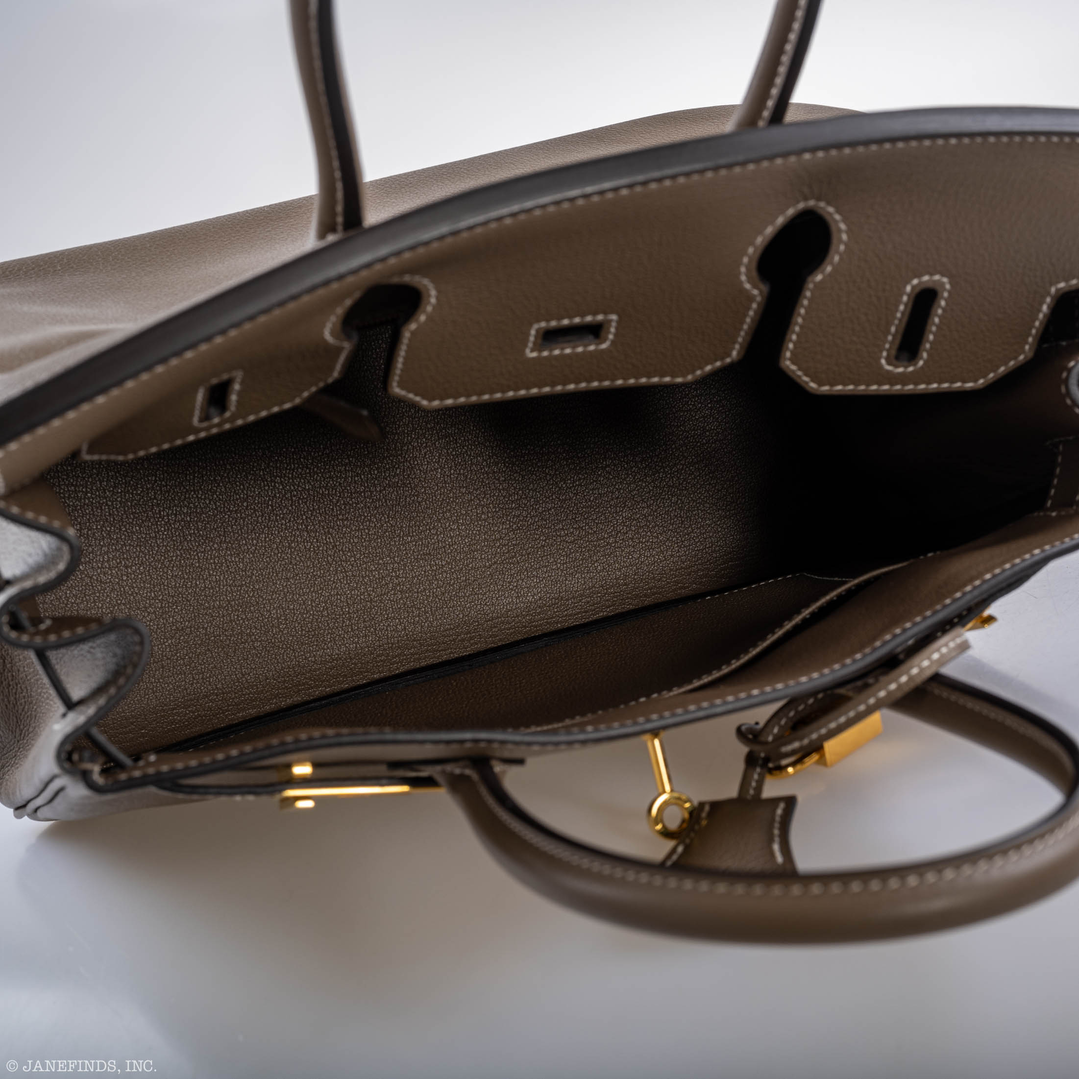 Hermes Birkin 30 Etoupe Navillo leather Gold Hardware - 2019, D
