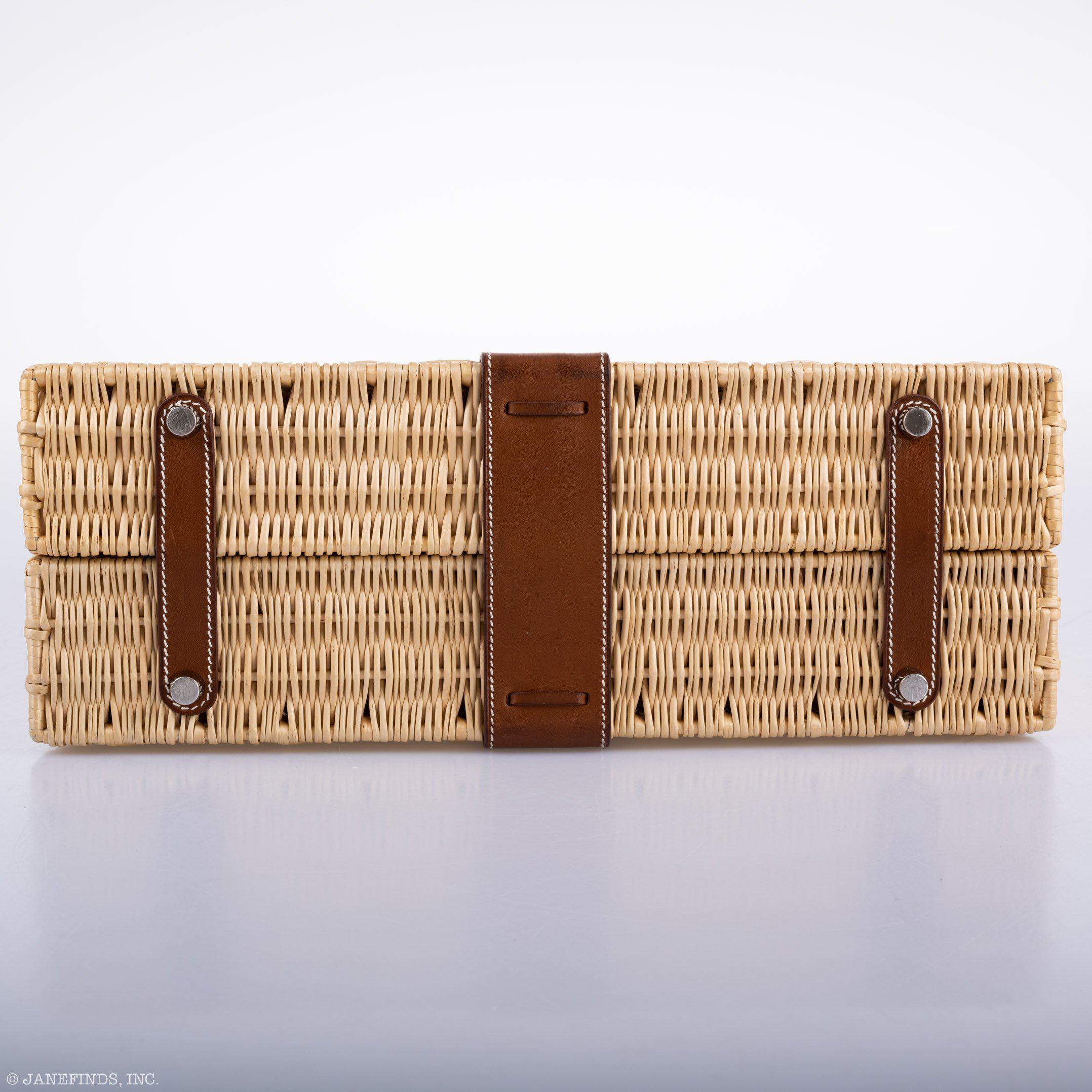 Hermes Kelly 35 Picnic, Wicker & Barenia leather Palladium Hardware - 2018, C