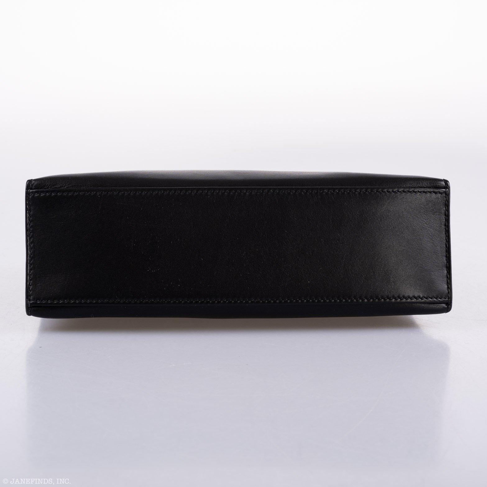 Hermes Kelly Mini Pochette Black Swift with Palladium Hardware - 2004, H Square