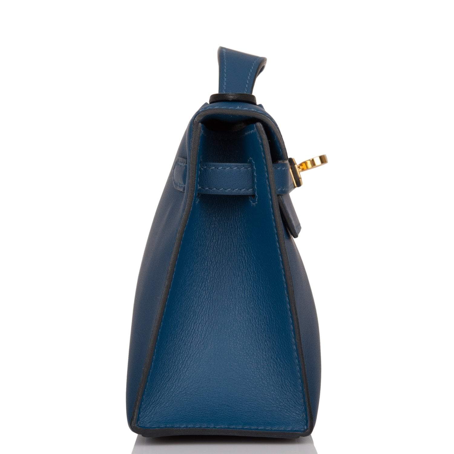 Hermes Deep Blue Swift Mini Kelly Pochette Gold Hardware
