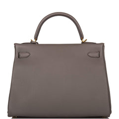 Hermes Kelly Retourne 32 Etain Togo Gold Hardware