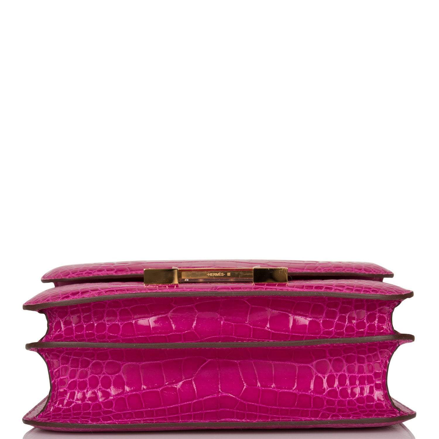 Hermes Rose Scheherazade Shiny Alligator Constance 24cm Gold Hardware
