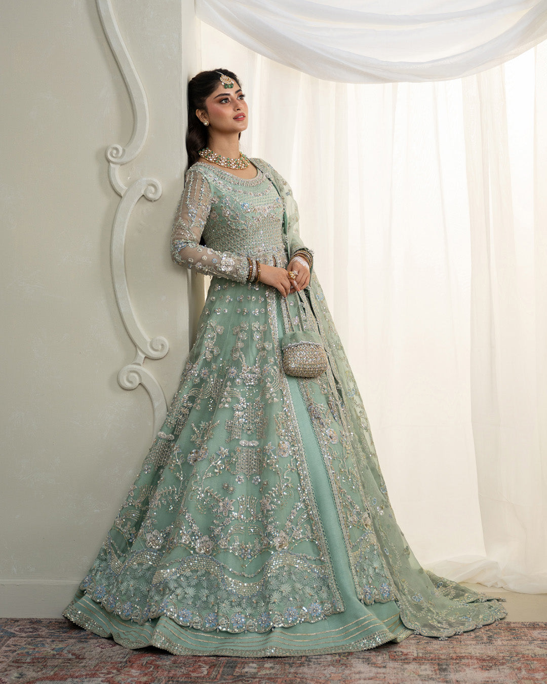 Rua by Faiza Saqlain Embroidered Organza Unstitched 3Pc Suit - SELIN
