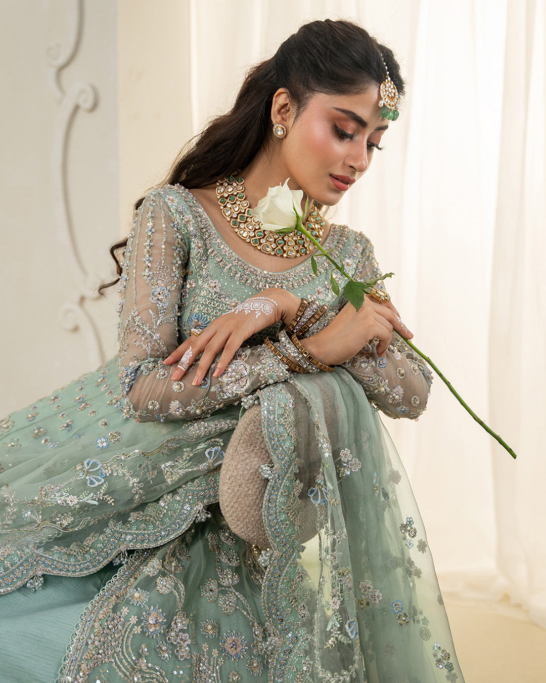 Rua by Faiza Saqlain Embroidered Organza Unstitched 3Pc Suit - SELIN
