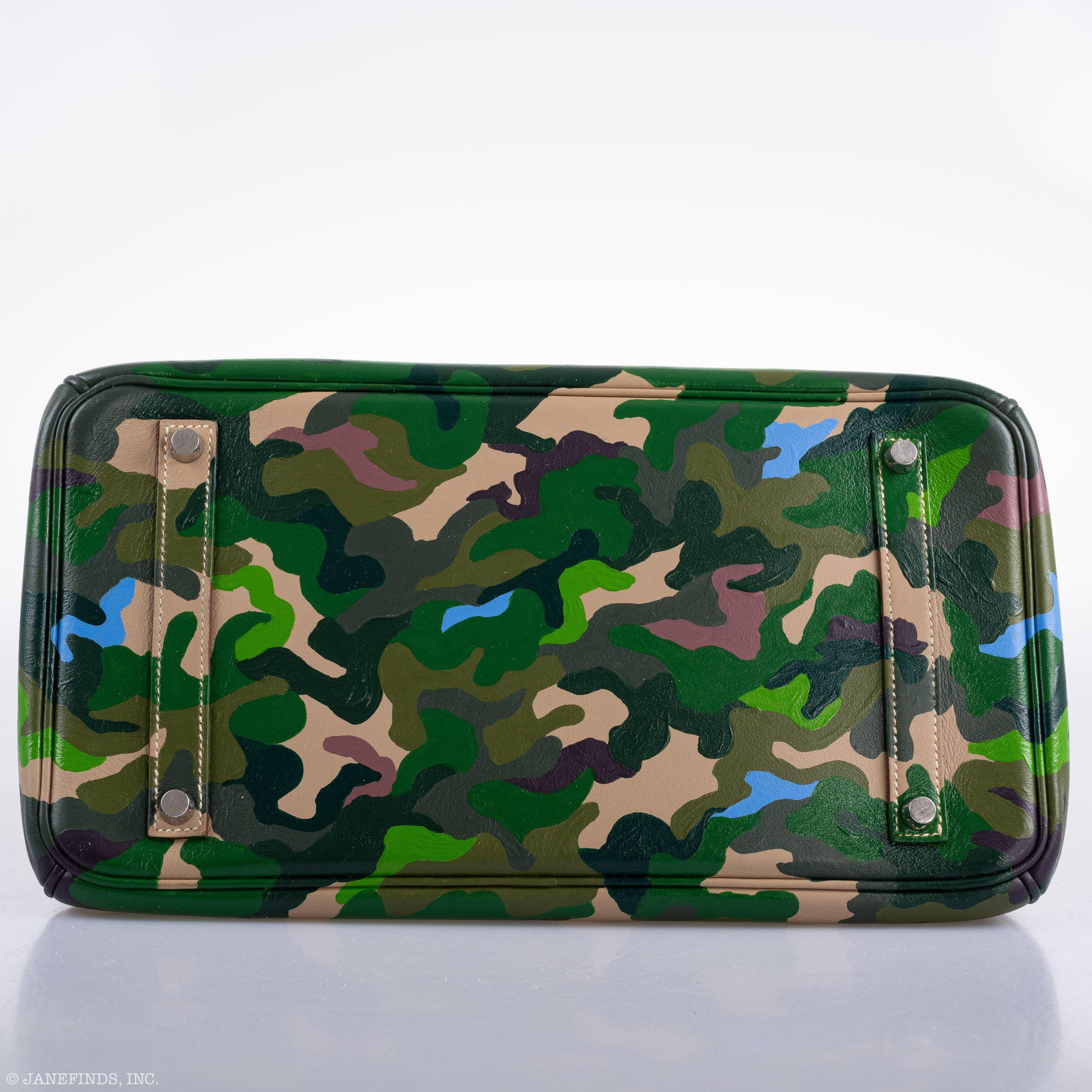Vintage Hermes Birkin 35 Green Camouflage Swift with Palladium Hardware