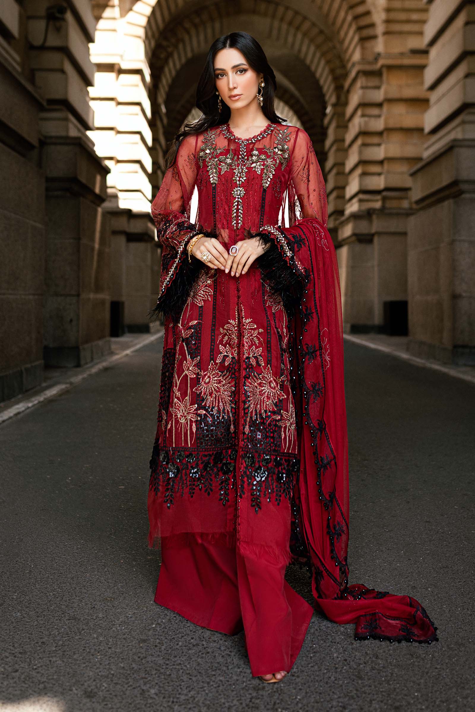 Boorban Soirée – Volume-01 D6 | Red Embellished Formal 3-Piece