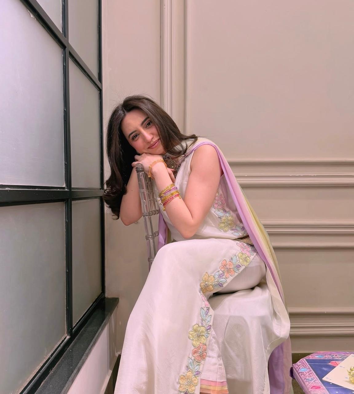 Ivory Pastel Bloom Embroidered 3-Piece Set
