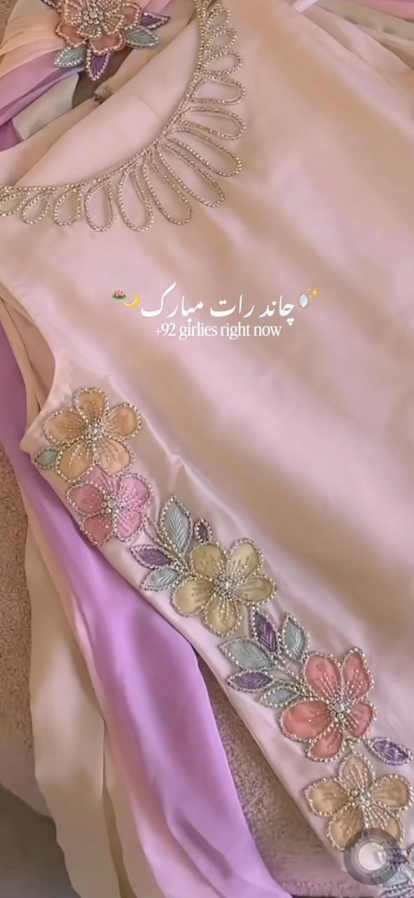 Ivory Pastel Bloom Embroidered 3-Piece Set