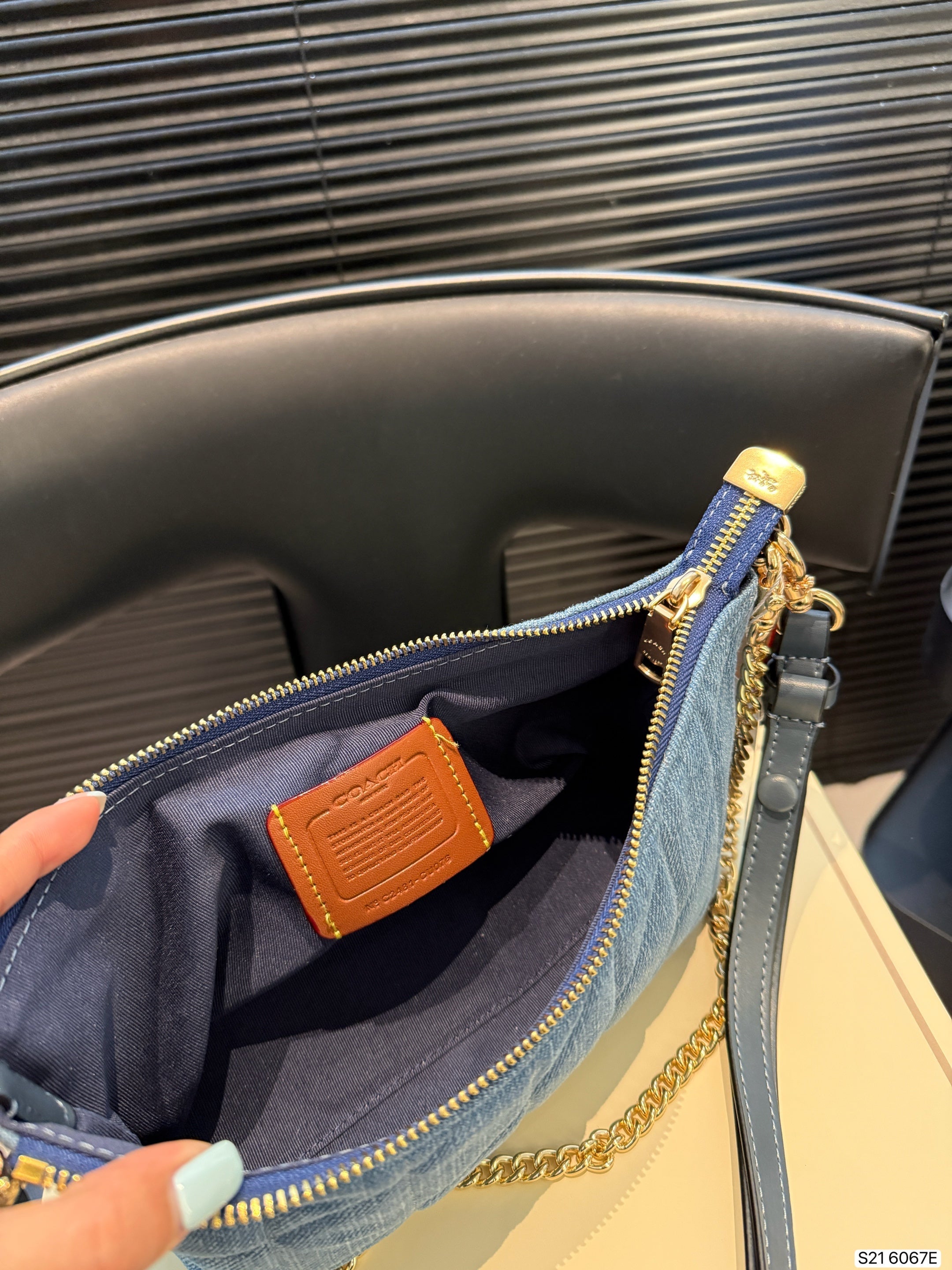 Coach blue chain crossbody bag with folding box