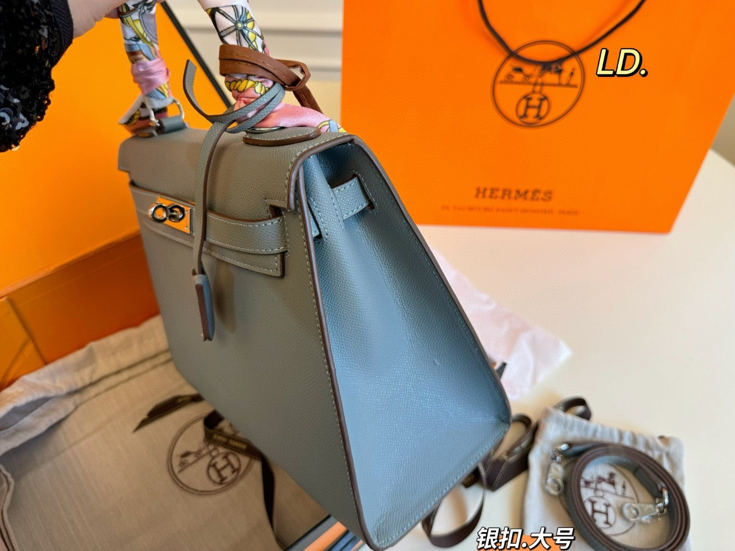 Hermes Kelly bag with silver hardware
