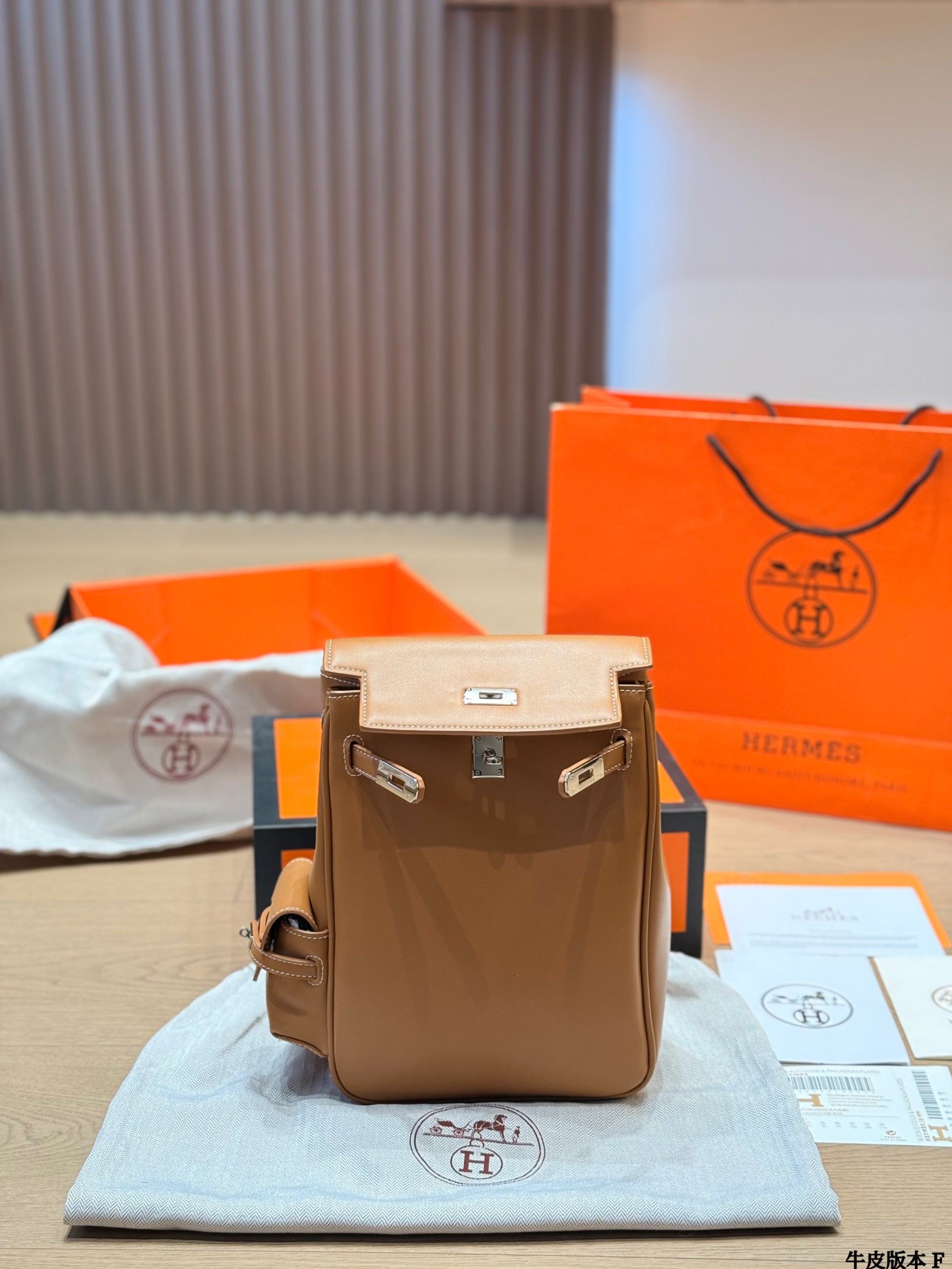 Hermes Kelly Ado backpack, made of cowhide leather.