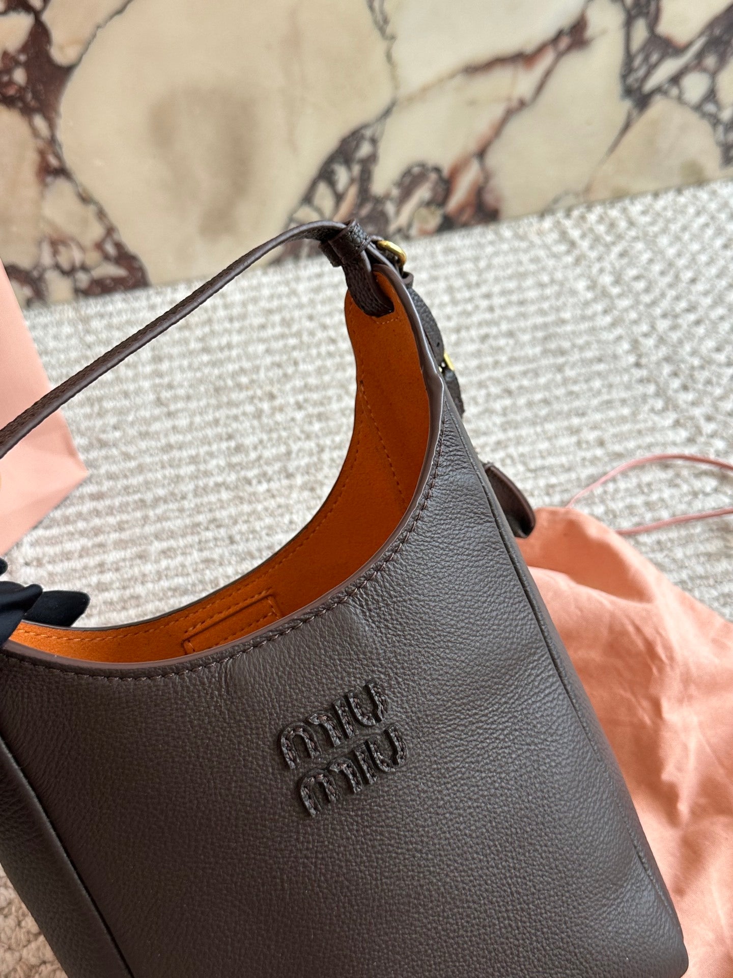 Miu Miu brown leather crossbody bag