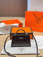 Leather version, Hermès Kelly Mini II studded bag